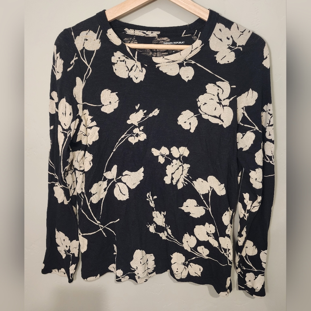 Banana Republic Slub Cotton-Modal Long Sleeve Blouse